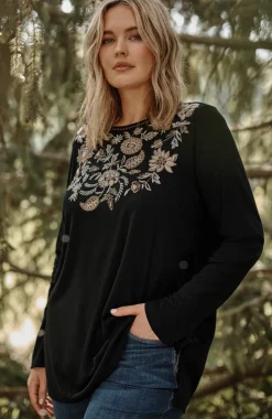 Embroidered Pleat-Back Tunic