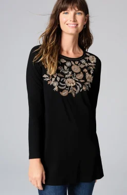 Embroidered Pleat-Back Tunic