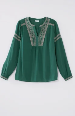 Embroidered Pullover Textured Top