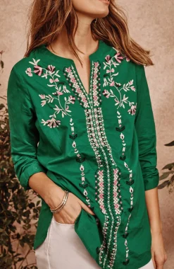 Embroidered Split-Neck Tunic