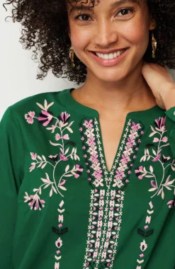 Embroidered Split-Neck Tunic