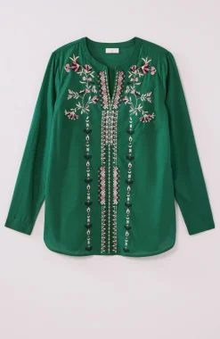 Embroidered Split-Neck Tunic