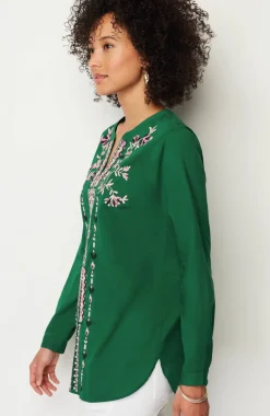 Embroidered Split-Neck Tunic