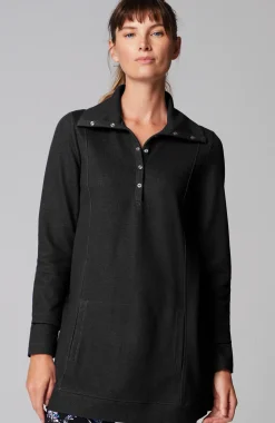 Fit Double-Knit Snap-Collared Tunic