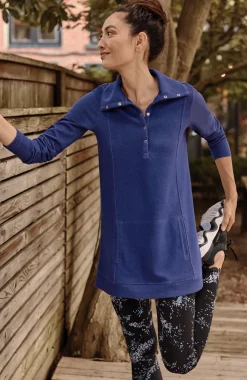 Fit Double-Knit Snap-Collared Tunic