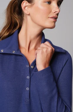 Fit Double-Knit Snap-Collared Tunic