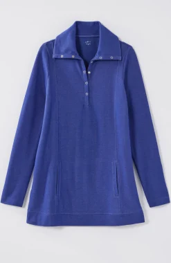 Fit Double-Knit Snap-Collared Tunic