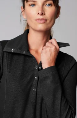 Fit Double-Knit Snap-Collared Tunic