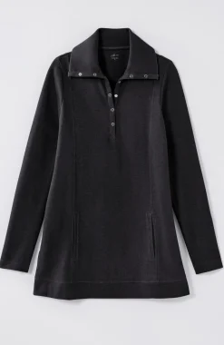 Fit Double-Knit Snap-Collared Tunic