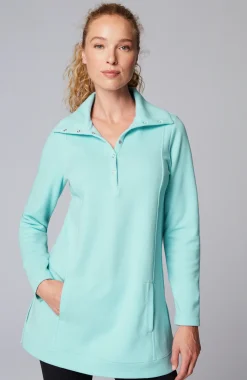 Fit Double-Knit Snap-Collared Tunic