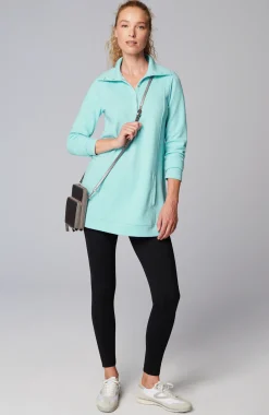 Fit Double-Knit Snap-Collared Tunic