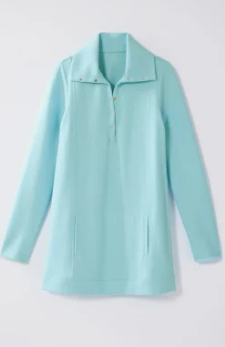 Fit Double-Knit Snap-Collared Tunic