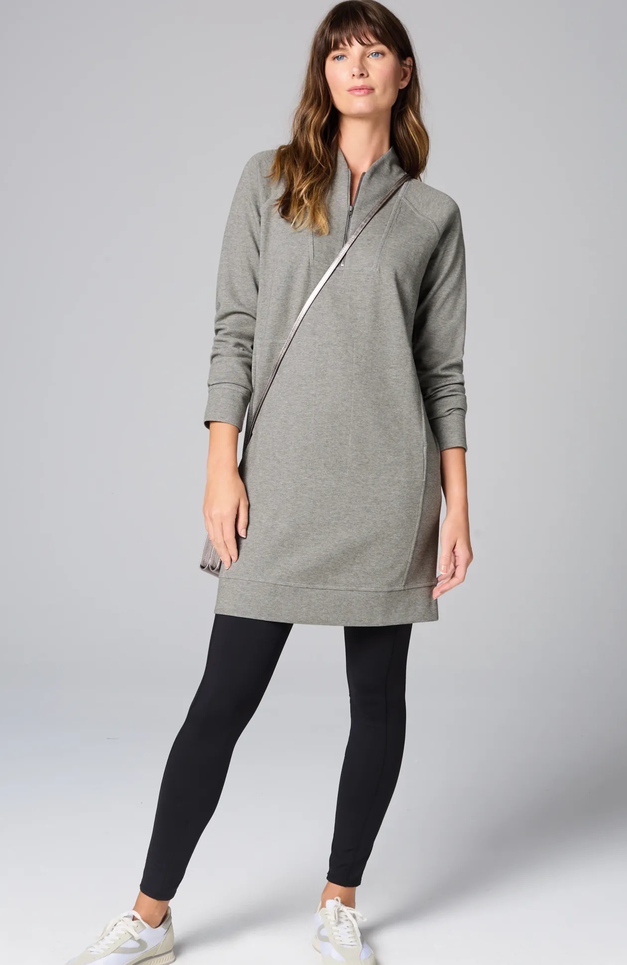 Fit Double-Knit Zipped-Collar Dress