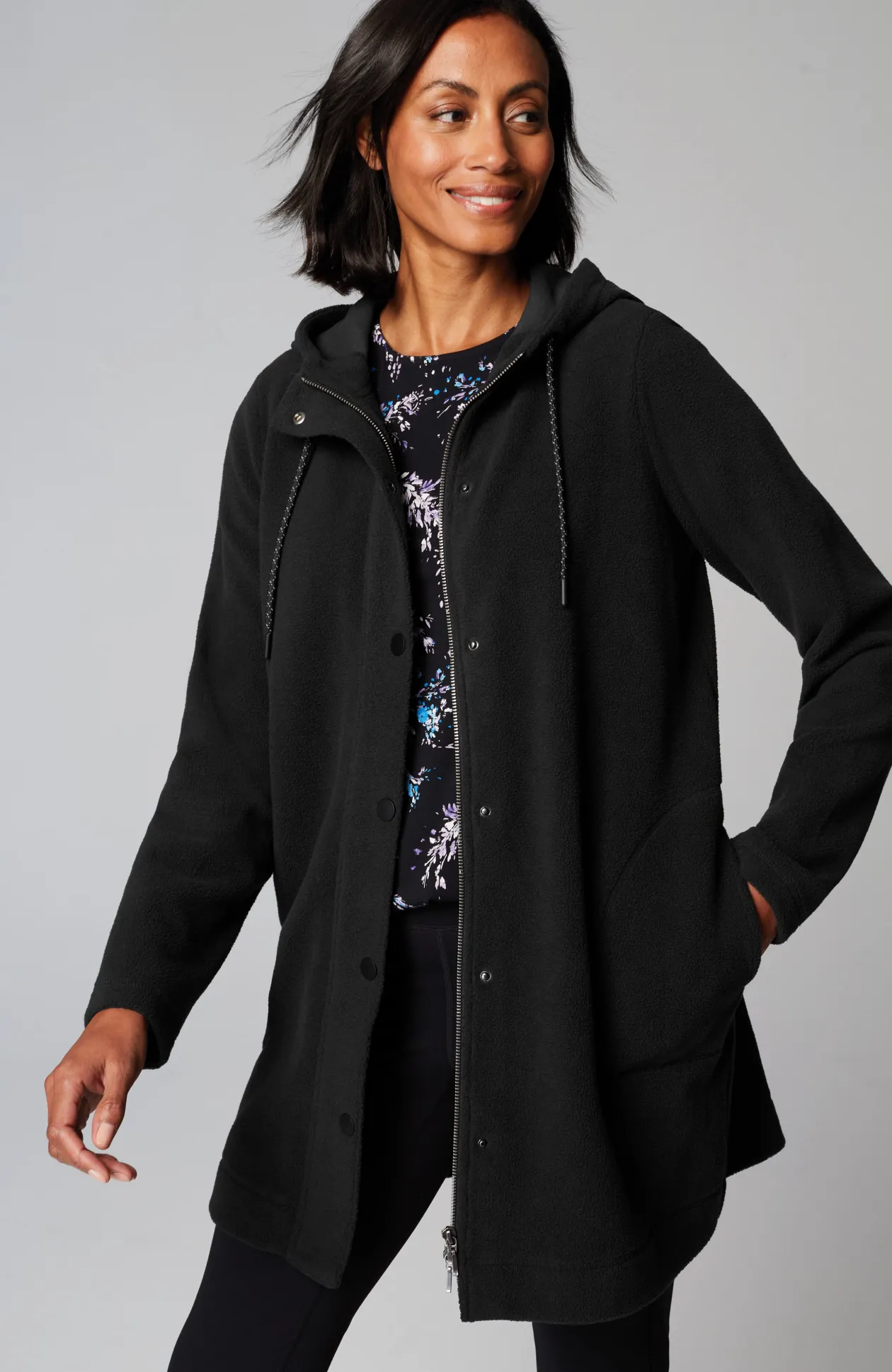 Fit Fleece Snap-Front Hooded Jacket