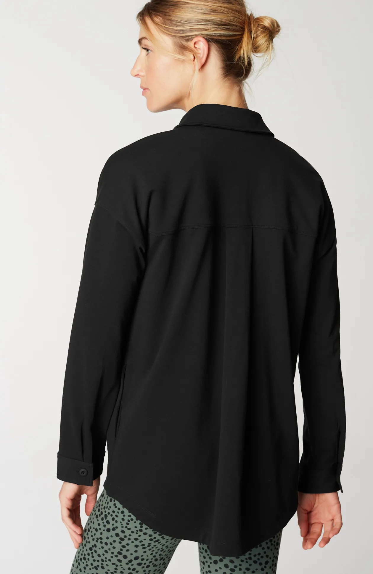 Fit French Terry Button-Front Shirt Jacket