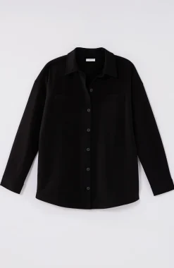 Fit French Terry Button-Front Shirt Jacket