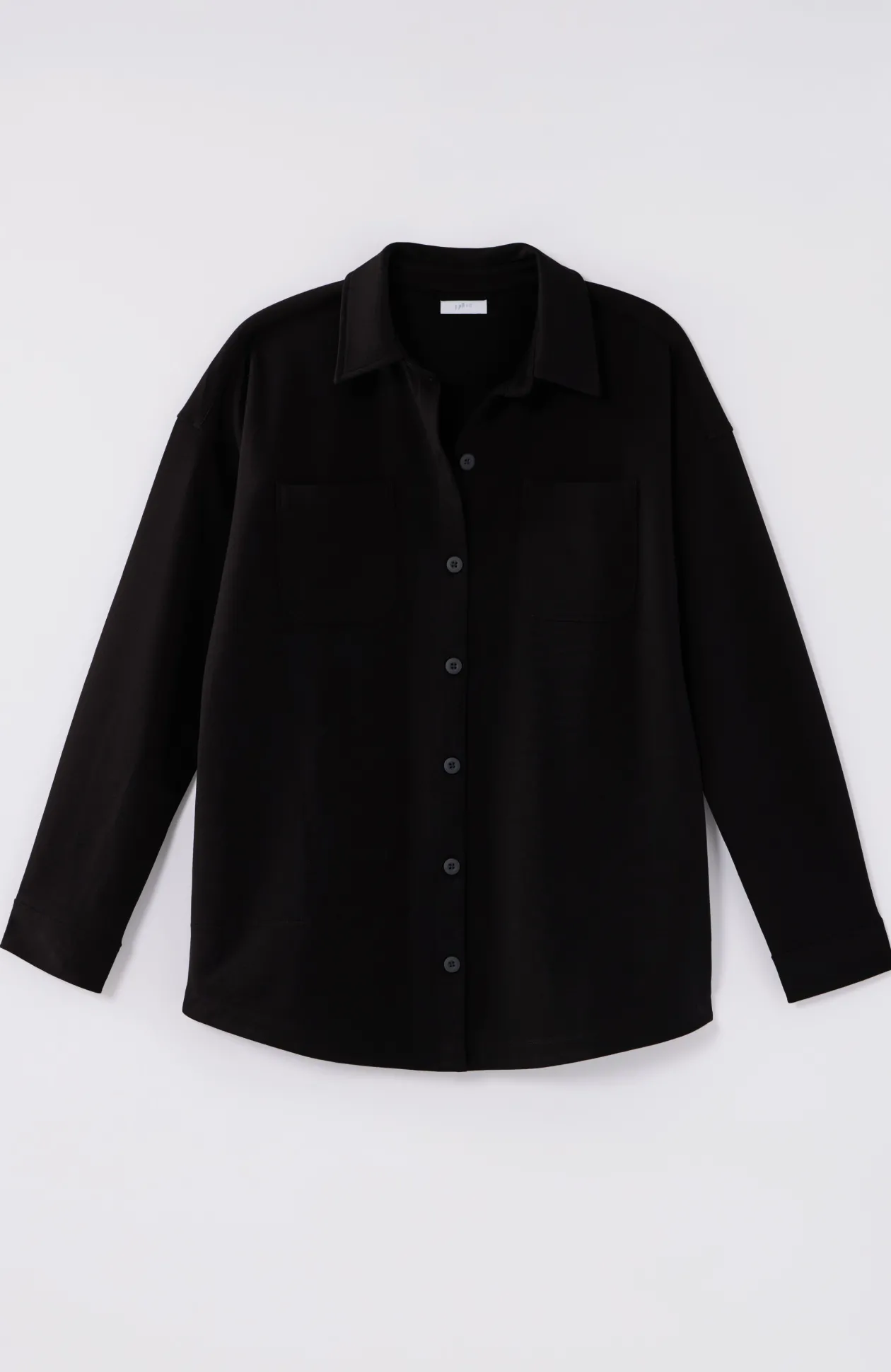 Fit French Terry Button-Front Shirt Jacket