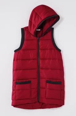 Fit Rib-Trimmed Hooded Puffer Vest