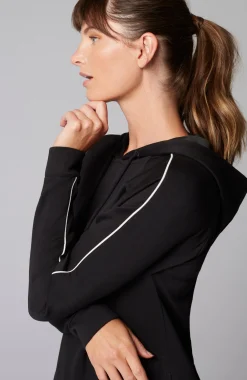 Fit Sleek Double-Knit Hooded Piped Dress