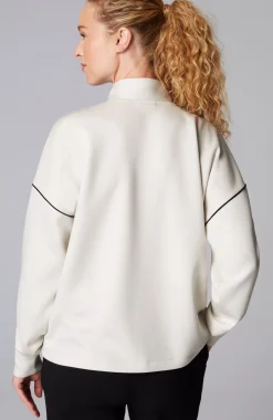 Fit Sleek Double-Knit Piped Quarter-Zip