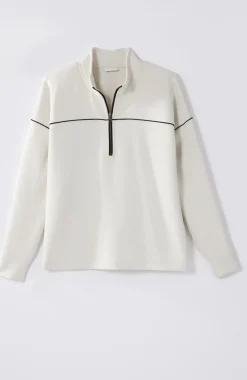 Fit Sleek Double-Knit Piped Quarter-Zip