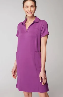 Fit Sleek Double-Knit Polo Dress