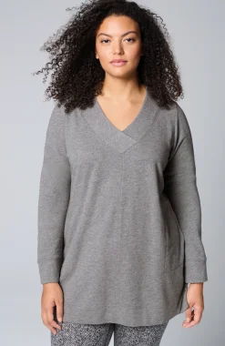 Fit Tweeded French Terry Side-Slit Tunic
