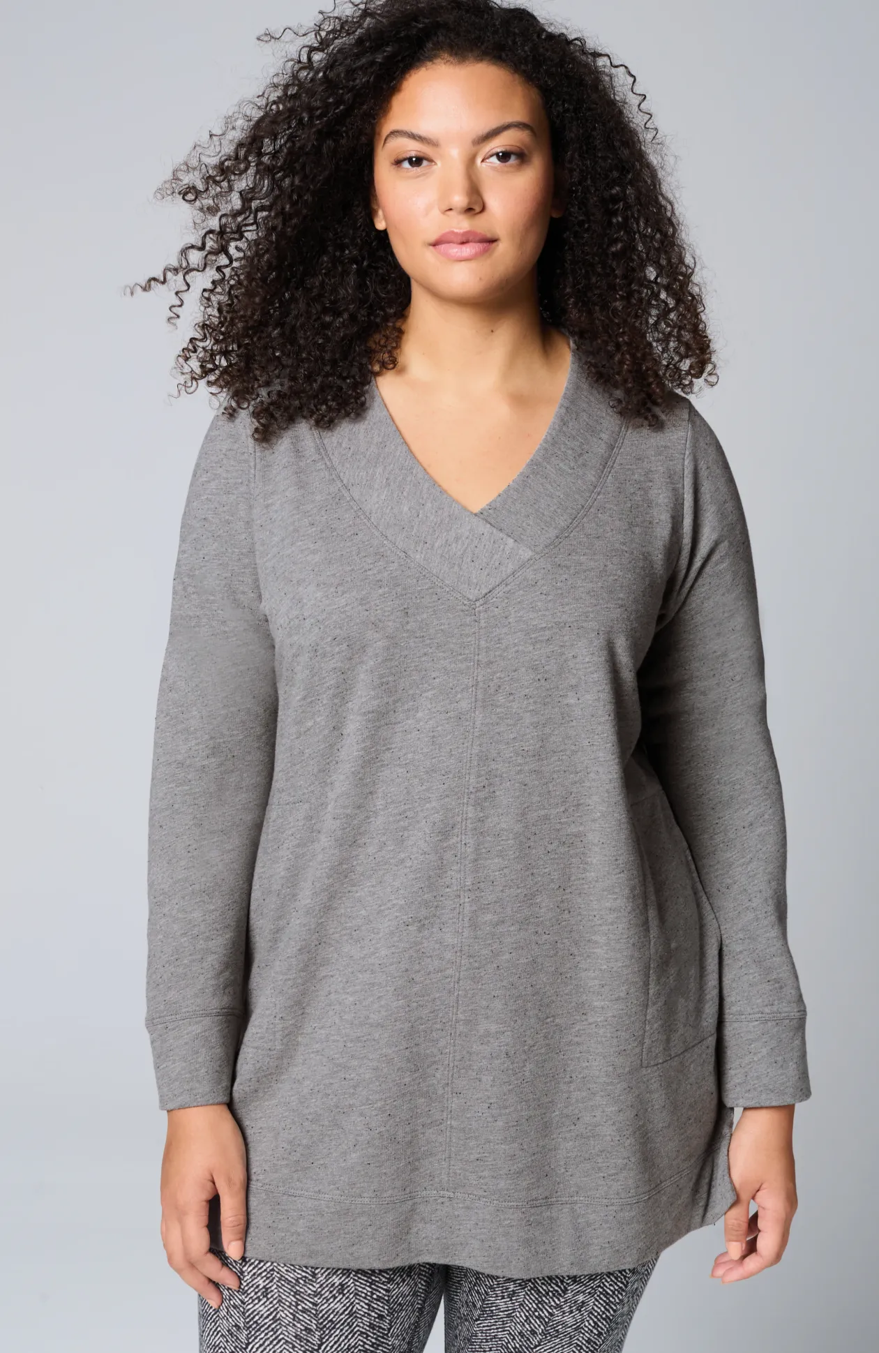 Fit Tweeded French Terry Side-Slit Tunic