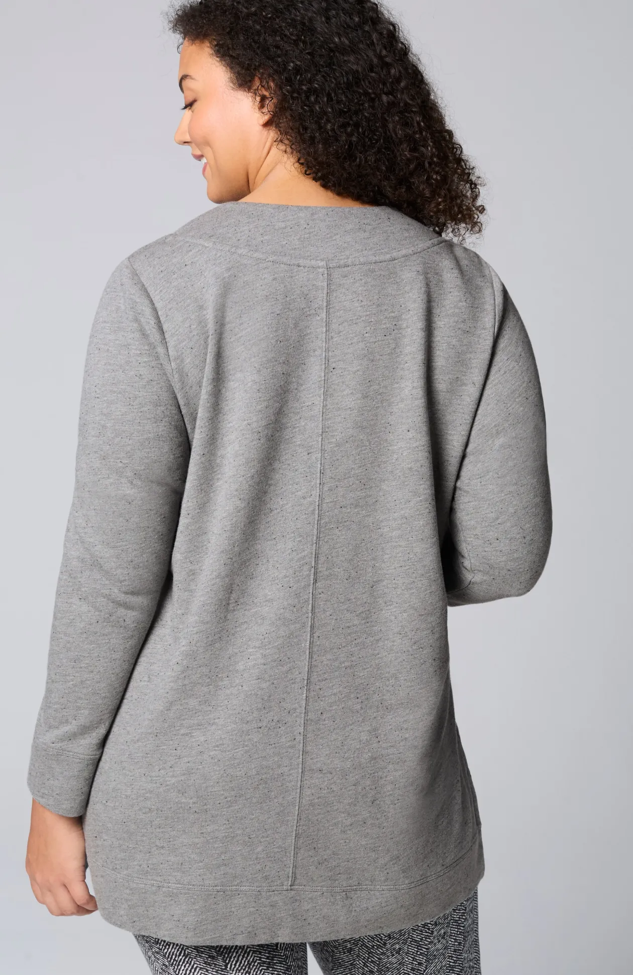 Fit Tweeded French Terry Side-Slit Tunic