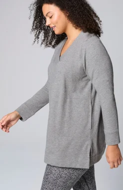 Fit Tweeded French Terry Side-Slit Tunic