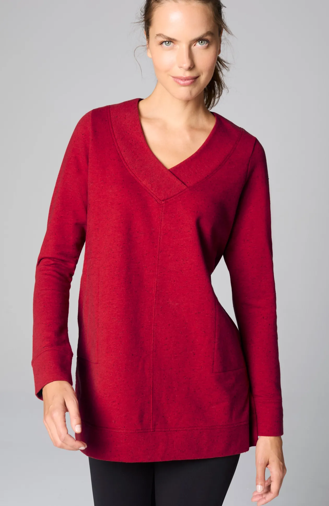 Fit Tweeded French Terry Side-Slit Tunic