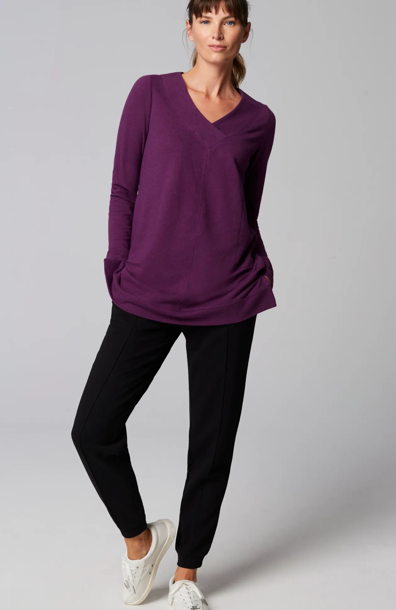 Fit Tweeded French Terry Side-Slit Tunic