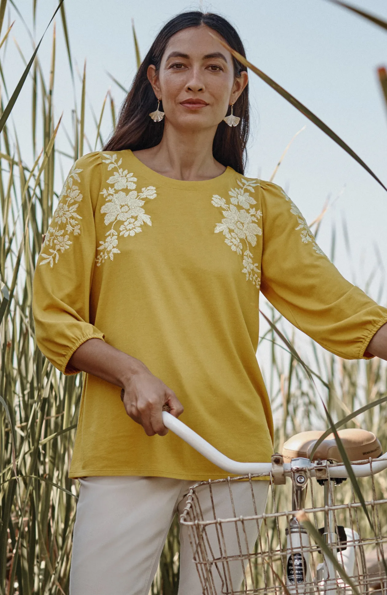 Floral-Embroidered Top