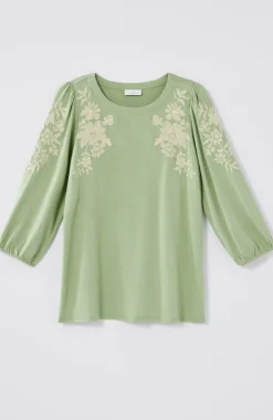 Floral-Embroidered Top