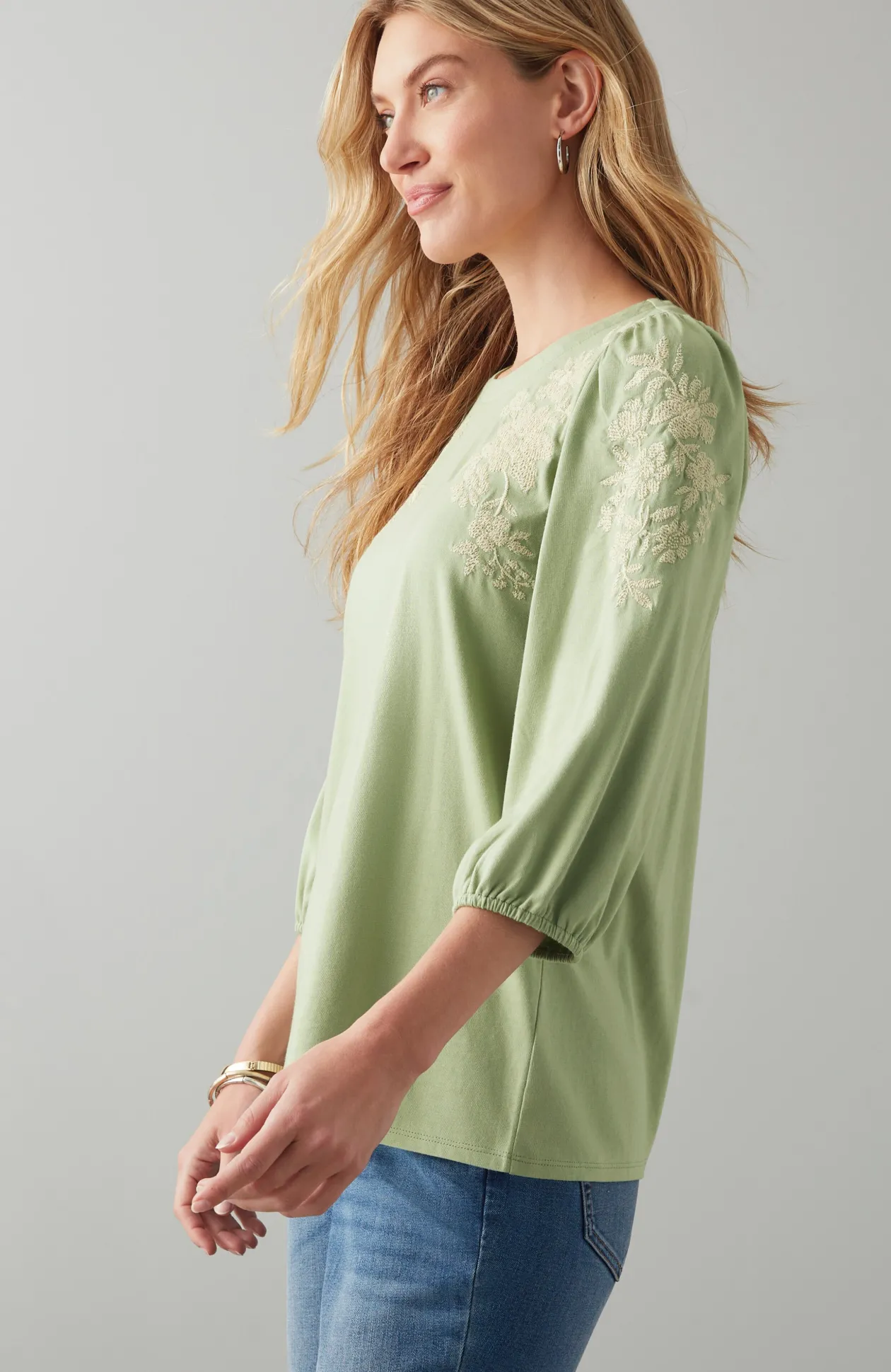 Floral-Embroidered Top