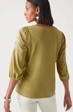 Floral-Embroidered Top
