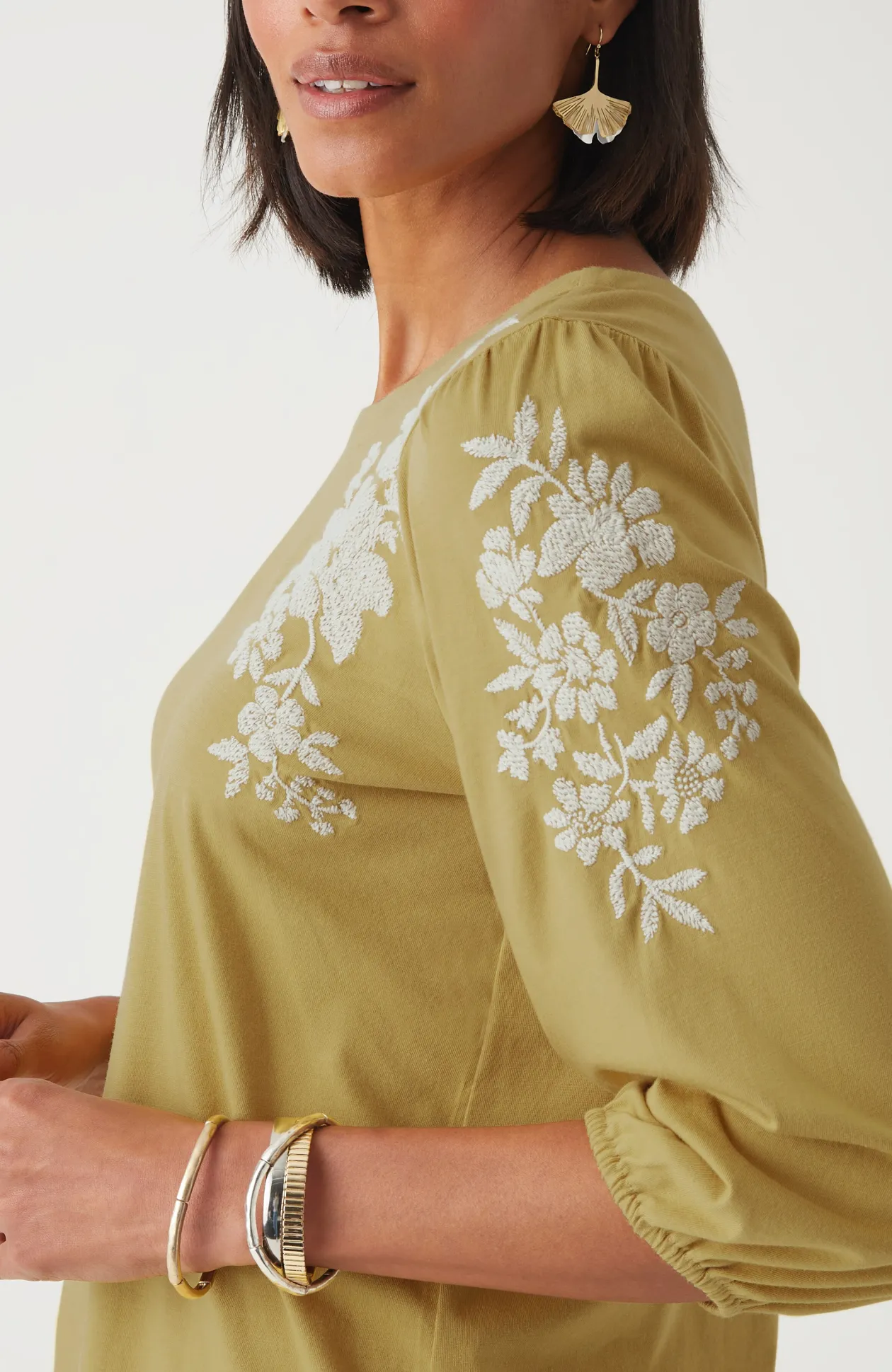 Floral-Embroidered Top