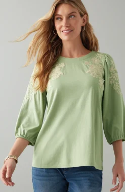 Floral-Embroidered Top