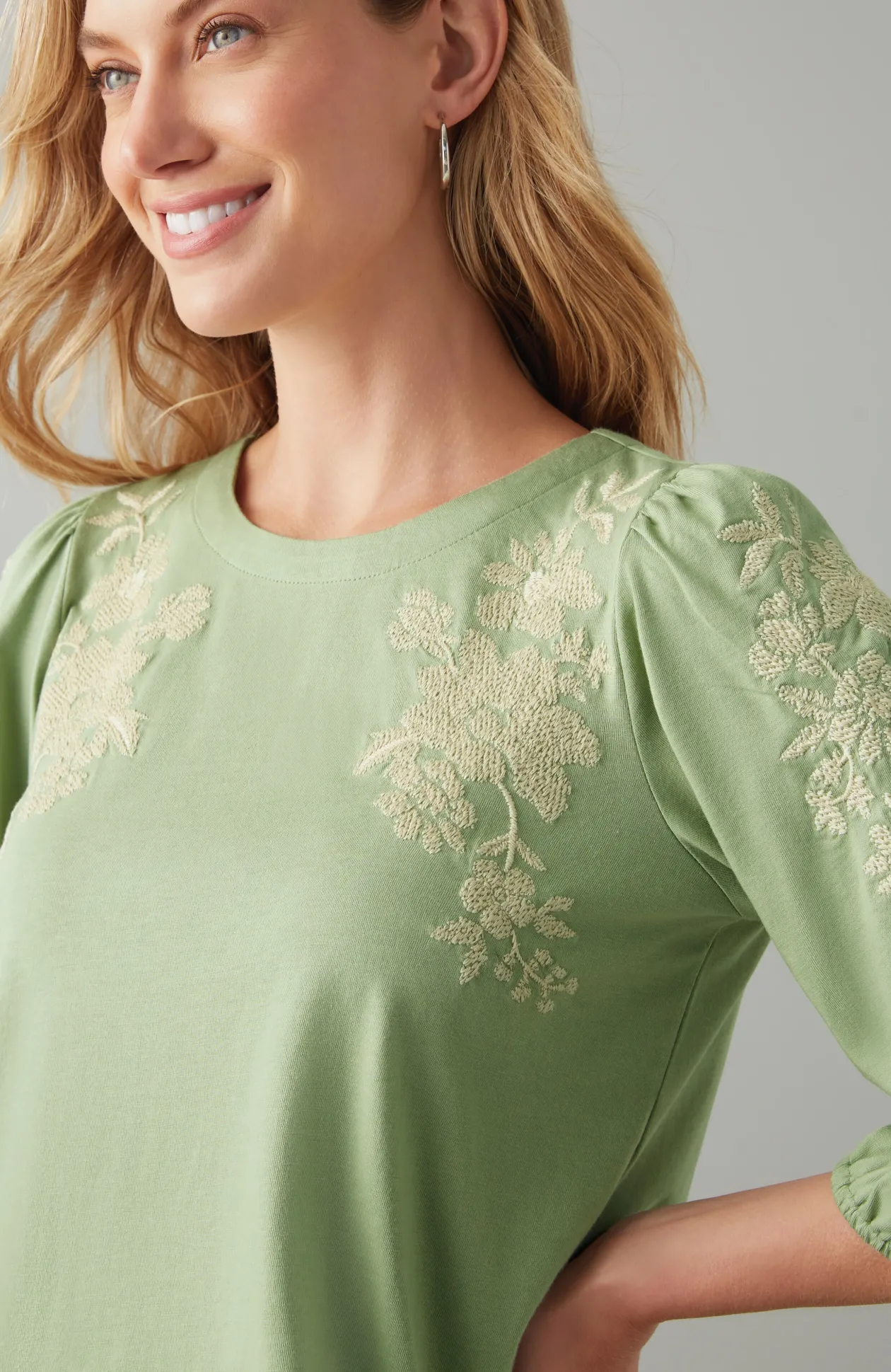 Floral-Embroidered Top