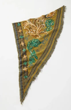 Floral-Embroidered Triangle Scarf