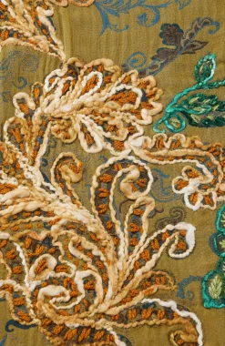 Floral-Embroidered Triangle Scarf