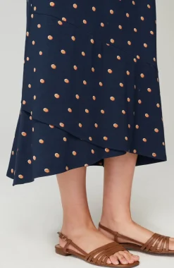 Flounced-Hem Midi Dress