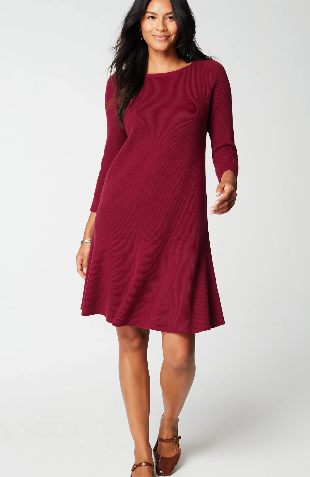 Flounced-Hem Sweater Dress