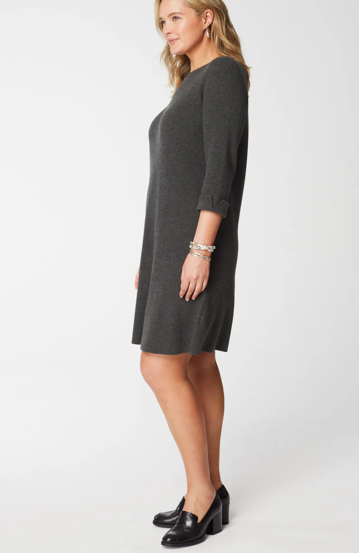 Flounced-Hem Sweater Dress