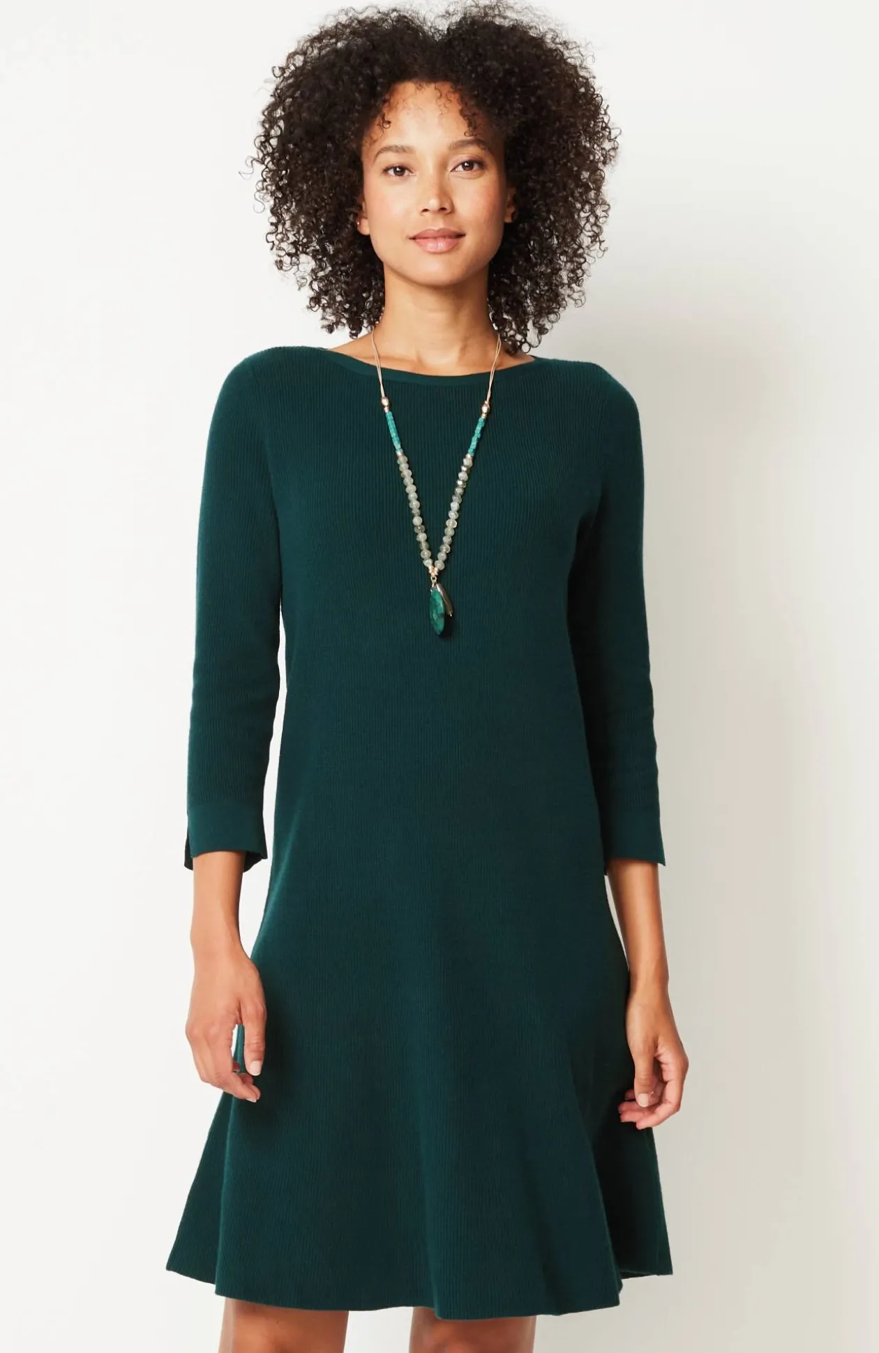Flounced-Hem Sweater Dress
