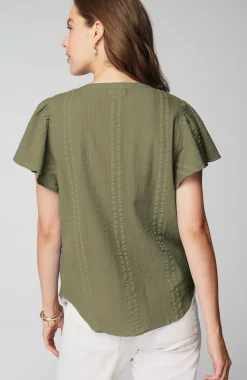 Geometrically Embroidered Textured Top