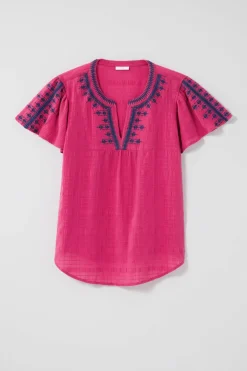 Geometrically Embroidered Textured Top