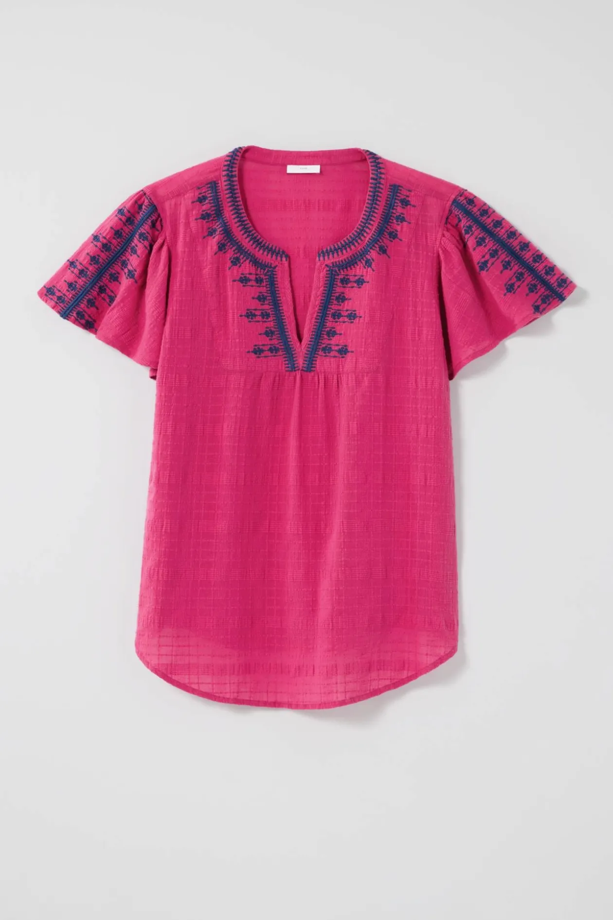 Geometrically Embroidered Textured Top