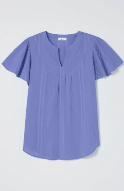 Geometrically Embroidered Textured Top