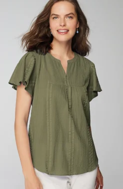 Geometrically Embroidered Textured Top